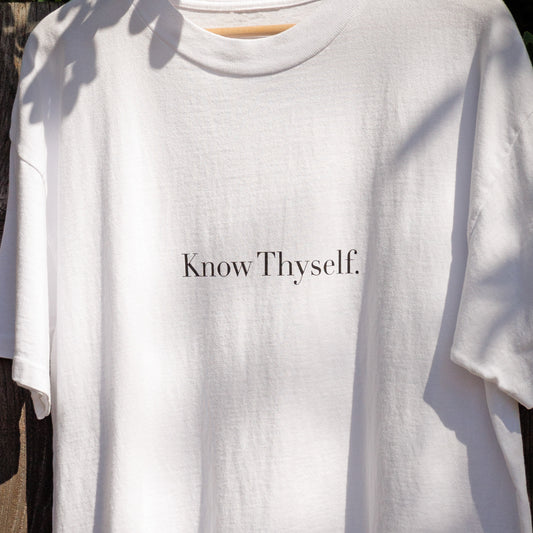 Know Thyself Self Realization Gnostic Tee in Pure White